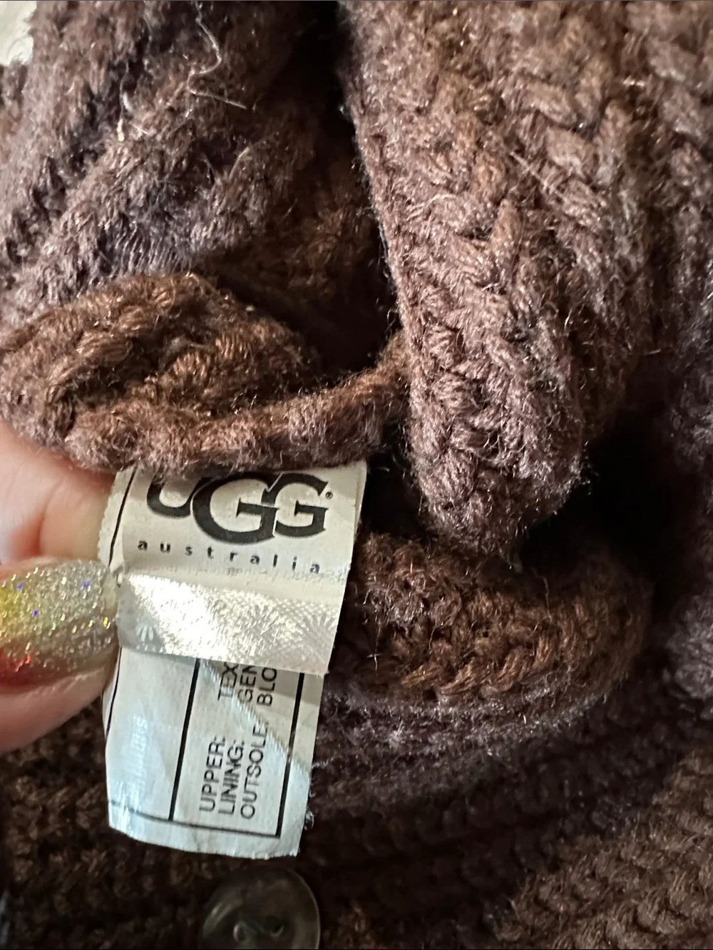 UGG Australia Candy II 1967 Brown Knit Rainbow Button Boots Girls Size 1